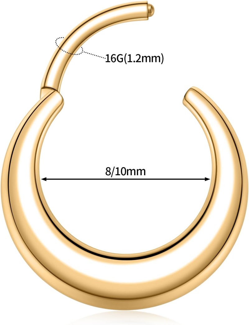 FUNLMO Store 316L Surgical Steel Septum Ring Nose Ring Hoop Hypoallergenic Daith Cartilage Conch Tragus Rook Earlobe Piercing Jewerly for Women Men - Image 2